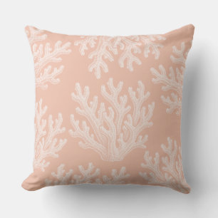 Sea Coral Silhouette Salmon Coral Cushion