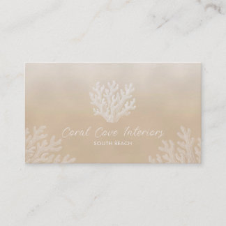 Sea Coral Silhouette | Sandy Pearl Business Card