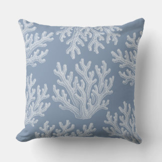 Sea Coral Silhouette | Silver Blue Cushion