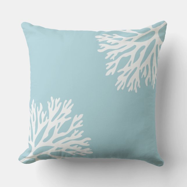 Sea Coral Silhouettes (Blue Daiquiri) Outdoor Cushion (Front)