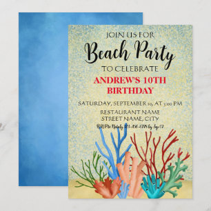 Sea corals Beach Party Invitation