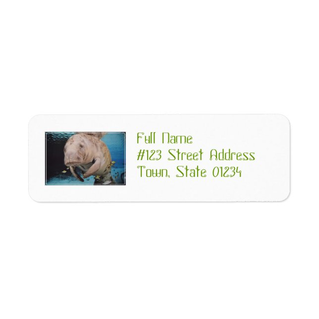 Sea Cow Swimming Return Address Label (Front)