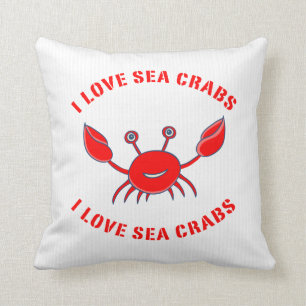 Sea-Crab In Red On White Stripes Cushion