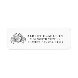 Sea Crab   Personalised Return Address Label