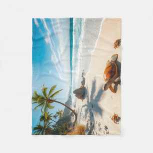 Sea  Crabs on Tropical Beach – Serene Ocea Fleece Blanket