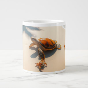 Sea  Crabs on Tropical Beach – Serene Ocea Large Coffee Mug