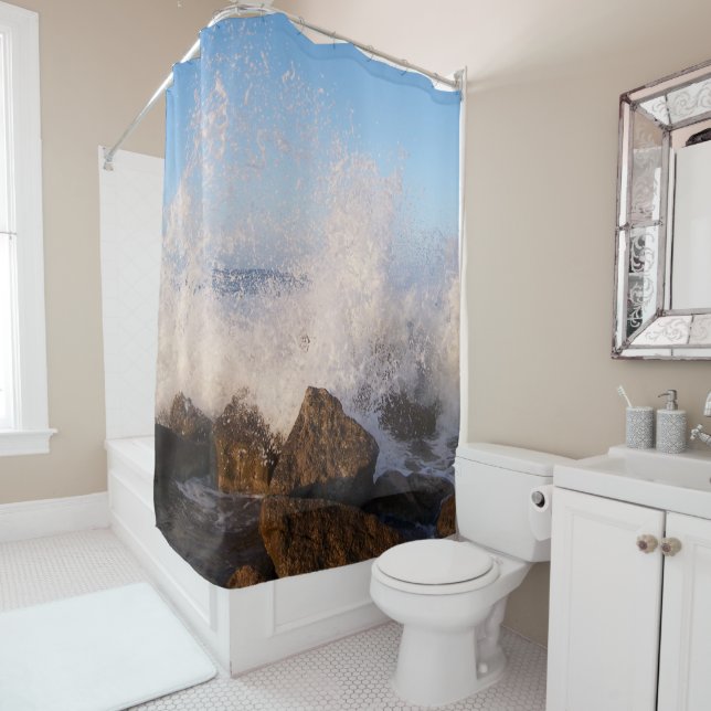 Sea Crashing Over Rocks Shower Curtain (In Situ)