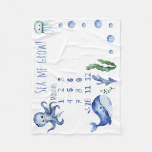 Sea creature baby month blanket