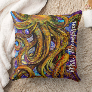 Sea Creature Octopus with Personalised Name Cushion