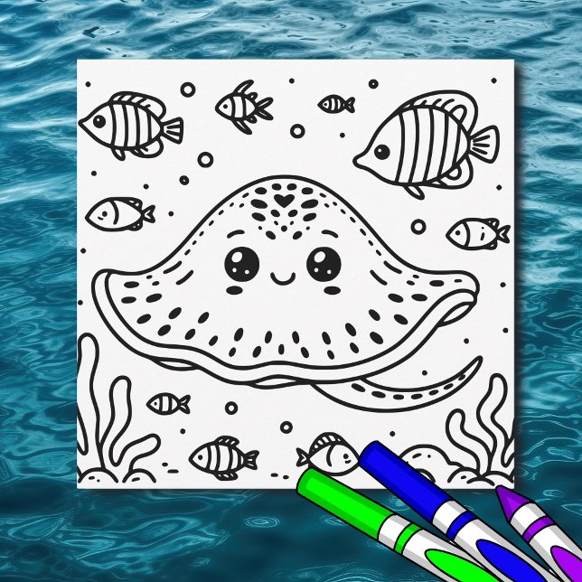 Sea Creature Stingray | Kid's Colouring Page Card (Creator Uploaded)