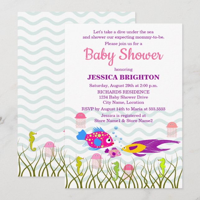 Sea Creatures Baby Shower Invitation (Front/Back)