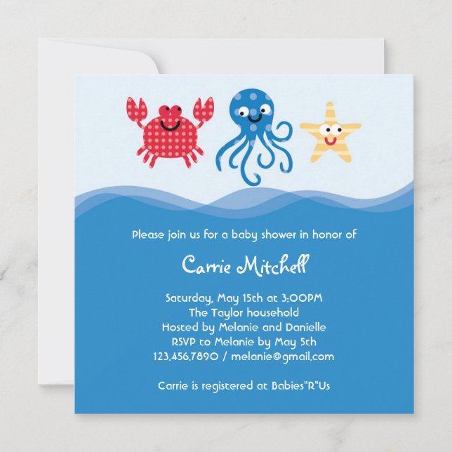 Sea Creatures Baby Shower Invitation (Front)