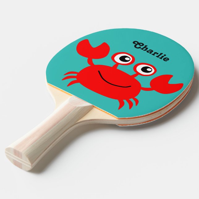 Sea Creatures custom monogram ping pong paddle (Front Angle)