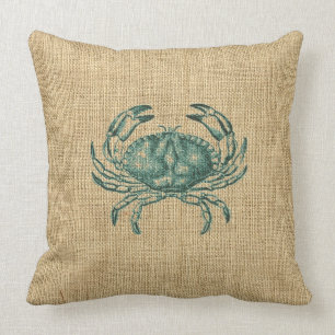 Sea Creatures Green Crab Illustration Sealife Cushion