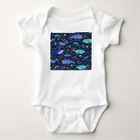 Sea creatures: whales, jellyfish pattern.