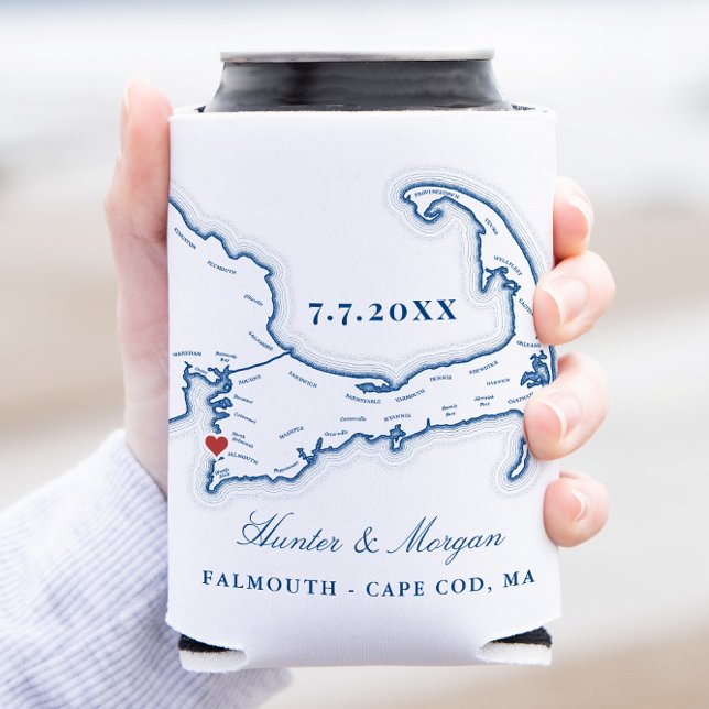 Sea Crest Falmouth Cape Cod Wedding Favour Can Cooler (Sea Crest Beach Hotel Can Coozie Falmouth can cooler Cape Cod wedding favor from Coastal Map Designs)
