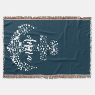 Sea Critters Anchor Nautical / Coastal Throw Blanket