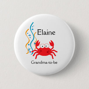 SEA CRITTERS CRAB NAME TAG Personalised Button
