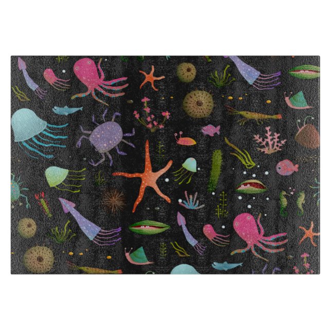 Sea Critters Pattern Cutting Board (Front)