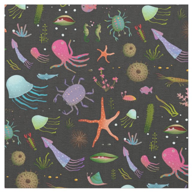 Sea Critters Pattern Fabric (Close Up)