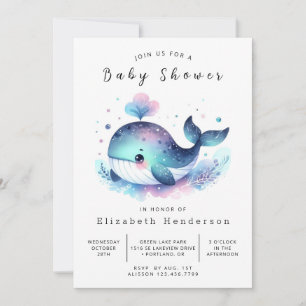 Sea Custom Whale Baby Shower Invitation
