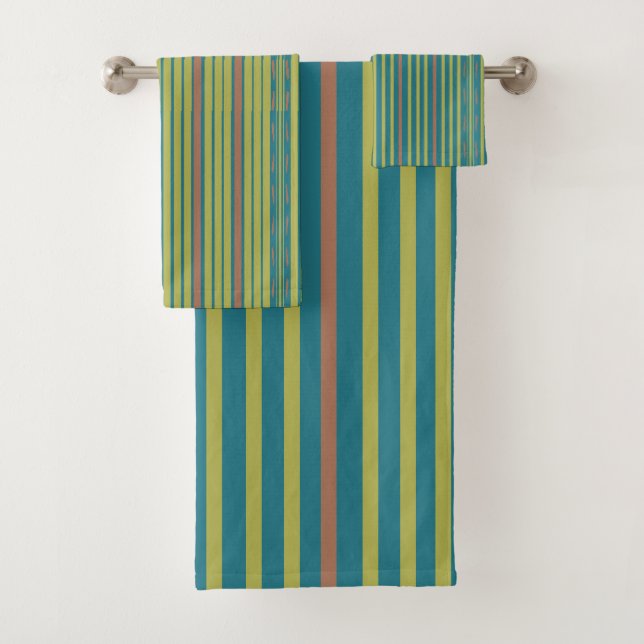 Sea Desert and Clay Stripes   Bath Towel Set (Insitu)