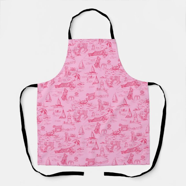 Sea Dog Toile Pink  Apron (Front)