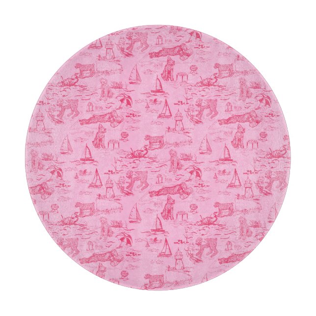 Sea Dog Toile Pink  Cutting Board (Front)