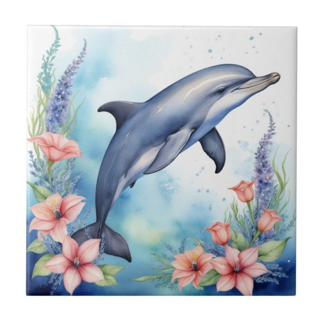 Sea Dolphin Ceramic Tile (Front)