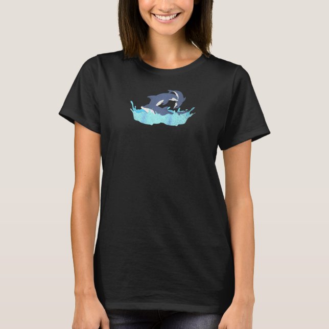 Sea Dolphins Waves Ocean Animal Dolphin Raglan Bas T-Shirt (Front)