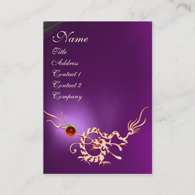 SEA DRAGON 2 AMETHYST MONOGRAM purple white red Business Card (Front)