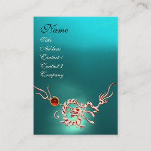SEA DRAGON 2 AQUAMARINE MONOGRAM blue white red Business Card