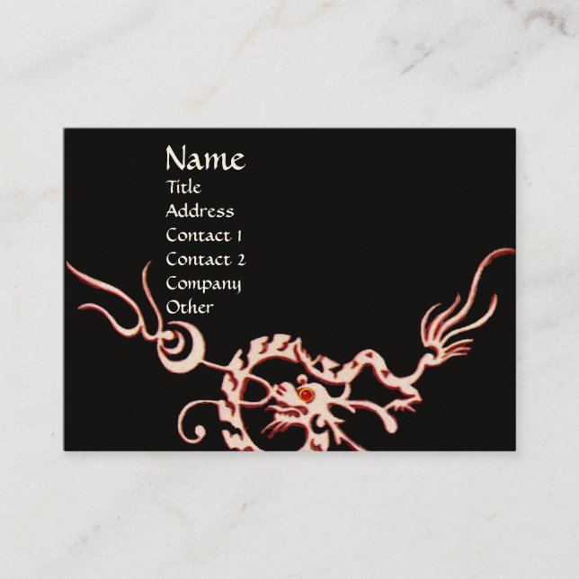 SEA DRAGON 2.black and white red Business Card (Front)
