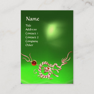 SEA DRAGON 2 EMERALD MONOGRAM green white red Business Card