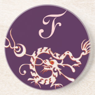 SEA DRAGON 2 MONOGRAM pink purple Coaster