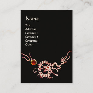 SEA DRAGON 2 RUBY MONOGRAM  black and white red Business Card