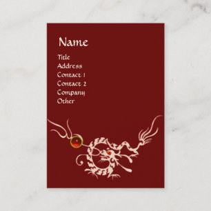 SEA DRAGON 2 RUBY MONOGRAM  black and white red Business Card