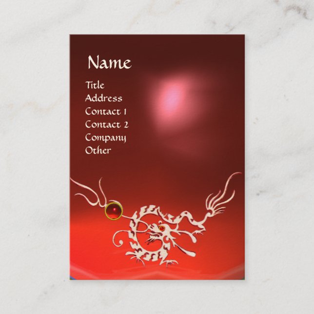 SEA DRAGON 2 RUBY MONOGRAM blue white red Business Card (Front)