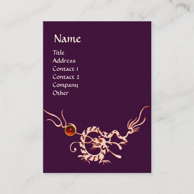 SEA DRAGON 2 RUBY MONOGRAM white red purple Business Card (Front)
