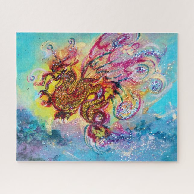 SEA DRAGON AND BLUE WAVES Fantasy Jigsaw Puzzle (Horizontal)