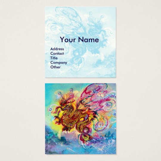 SEA DRAGON AND BLUE WAVES Fantasy Square Business Card