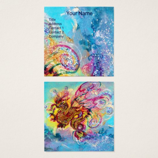 SEA DRAGON AND BLUE WAVES Fantasy Square Business Card