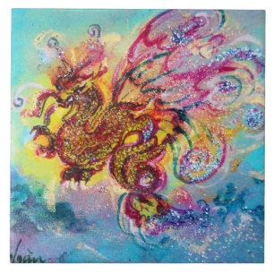 SEA DRAGON Aqua Blue Fantasy Ceramic Tile