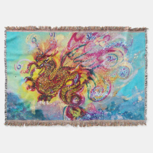 SEA DRAGON Aqua Blue Fantasy Throw Blanket