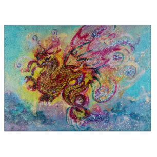 SEA DRAGON Aqua Blue Pink Fantasy Cutting Board