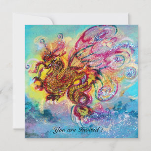 SEA DRAGON blue violet purple black yellow Invitation