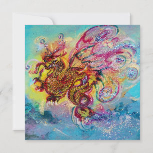 SEA DRAGON blue violet purple black yellow Invitation