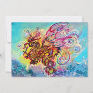 SEA DRAGON blue violet purple black yellow Invitation