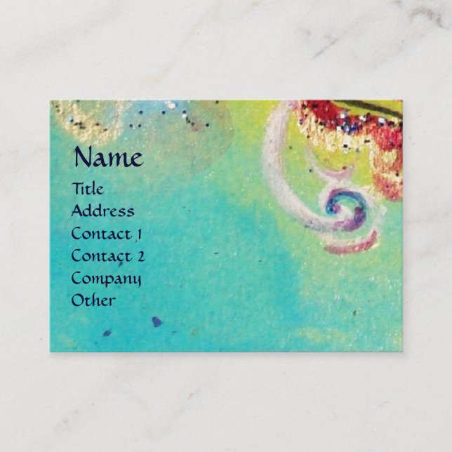 SEA DRAGON , blue yellow pink purple Business Card (Front)