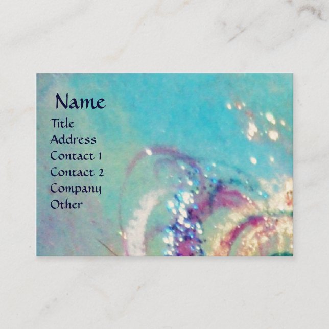 SEA DRAGON , blue yellow pink purple Business Card (Front)